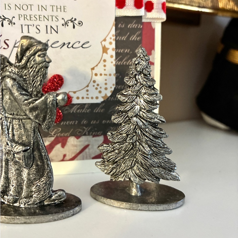Vintage Pewter Santa Christmas Tree Metzke Set 1998 - Picture 4 of 6